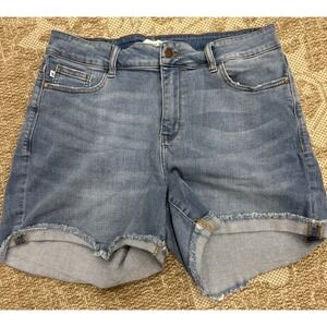 Judy Blue JB150037 Womens Blue Denim Stretch Mid Waist Cut Off Shorts 1XL 14/16W